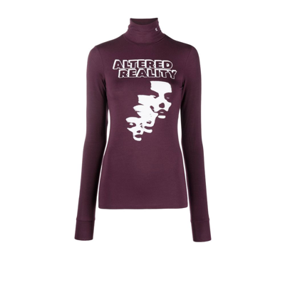 Shop Raf Simons Purple Altered Reality Print Roll-neck Top In Neutrals
