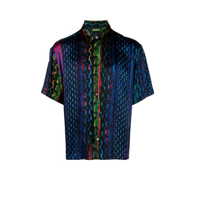Shop Agr Blue Snake Print Silk Shirt
