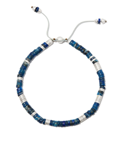 Mcohen Sterling Silver Lazulio Lapis Beaded Bracelet In Silver