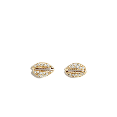Shop Sydney Evan 14k Yellow Gold Cowrie Diamond Stud Earrings