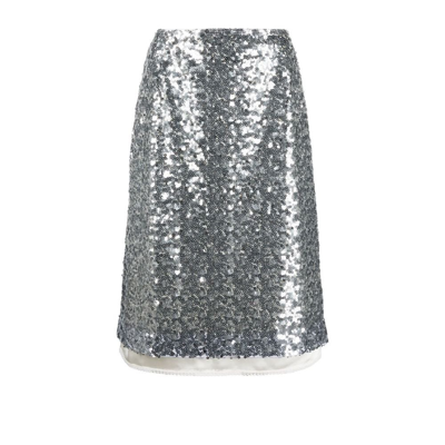 Shop Commission Silver Stella Sequinned Skirt