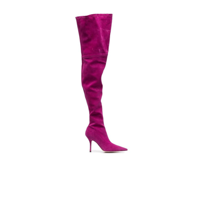 Shop Paris Texas Pink 95 Thigh-high Suede Boots