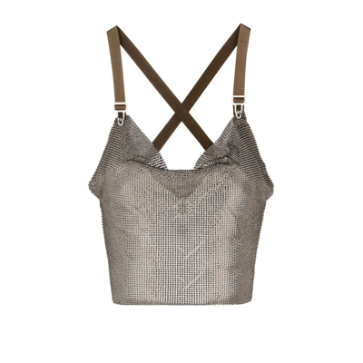 Shop Poster Girl Neutral Bambi Chain Mail Crop Top In Neutrals