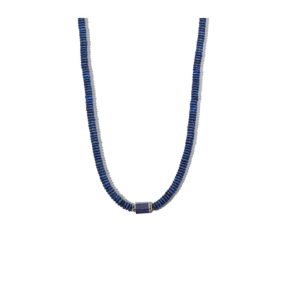 Luis Morais 14kt Yellow Gold Beaded Lapis Lazuli Choker Necklace In Gold