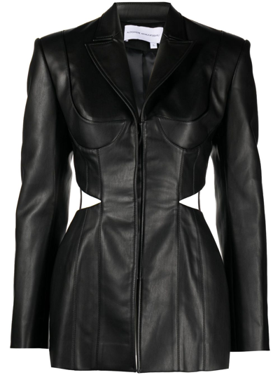 Shop Aleksandre Akhalkatsishvili Black Cut-out Faux Leather Blazer
