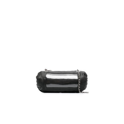 Shop Marine Serre Black Leather Barrel Bag