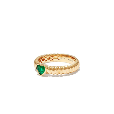 Anita Ko 18kt Yellow Gold Thin Zoe Emerald Heart Ring In Yellow