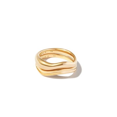 Shop Maria Black Yellow Gold-plated Vayu Stacked Ring