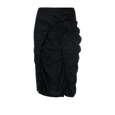 Shop Rui Black Ruched Silk Skirt