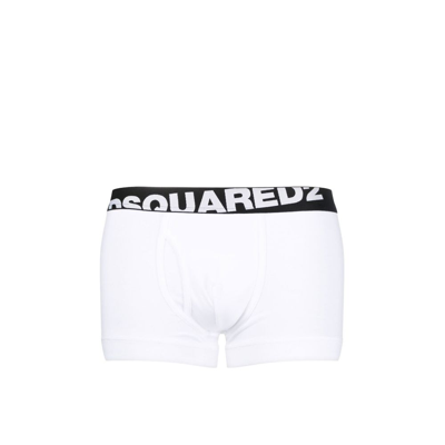 Shop Dsquared2 White Logo Waistband Twin Pack Boxers