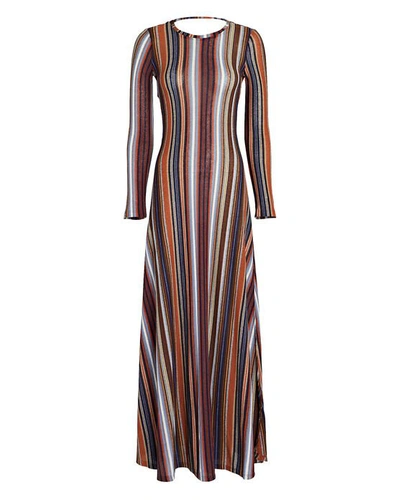 Shop Something Navy Cut-out Striped Reversible Maxi Dress In Multi