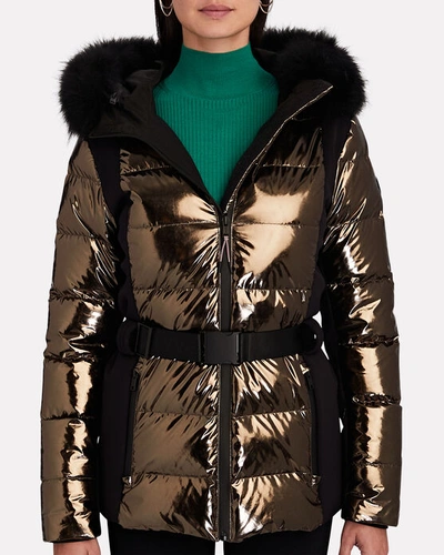 Shop Yves Salomon Shearling-trimmed Quilted Down Coat In Black