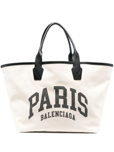 Shop Balenciaga Large Cities Paris Jumbo Tote Bag In Neutrals