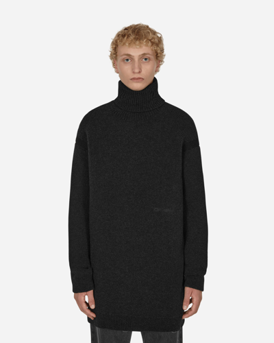 Off-white Micro Boucle Extra-long Turtleneck Jumper In Black