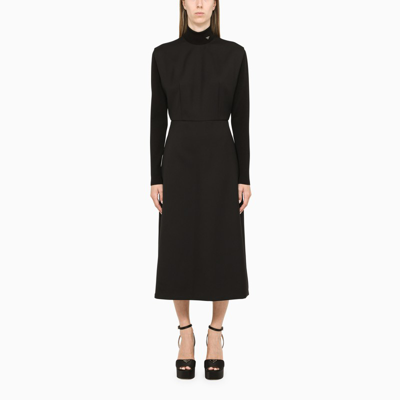 Shop Prada | Long Black Wool High-neck Dress