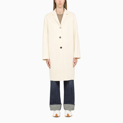 Shop Loewe Milk White Wool And Cashmere Single-breasted Coat