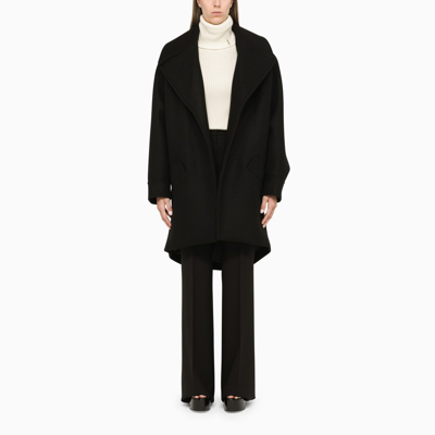 Shop Saint Laurent Black Wool Oversized Coat