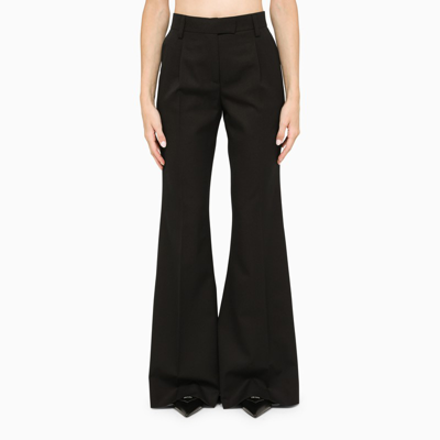 Shop Prada | Black Wool Wide Bell-bottom Trousers