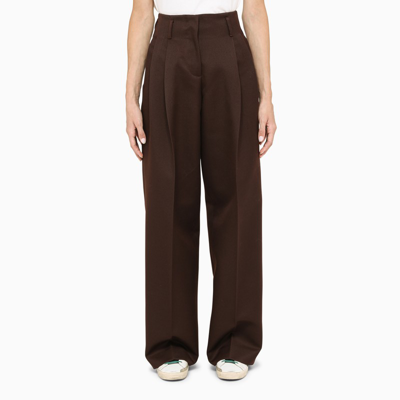 Shop Golden Goose Coffee-coloured Palazzo Trousers With Pleats In Brown