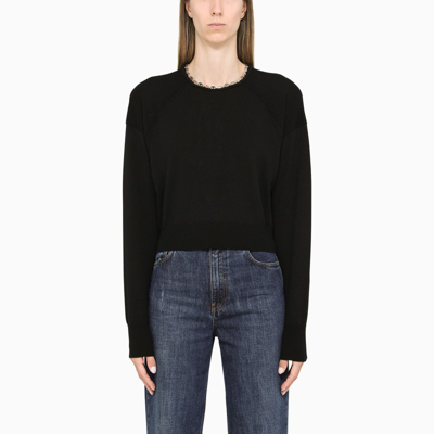 Shop Paco Rabanne Black Wool Sweater With Chain Detail