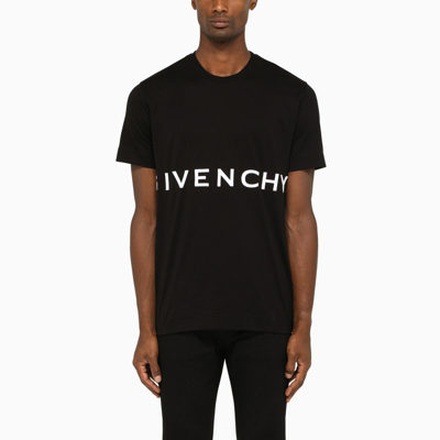 Shop Givenchy Black Logo-embroidery Crewneck T-shirt