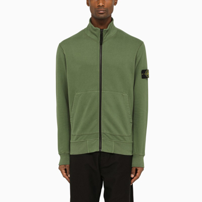 Shop Stone Island Olive Green Zipped Cardigan