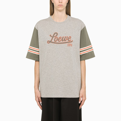 Shop Loewe Oversized Melange Grey T-shirt With Logo