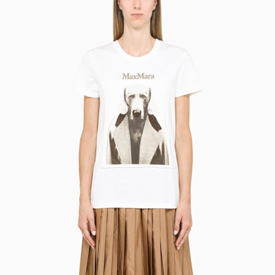 Shop Max Mara White T-shirt With A Graphic Print And Logo