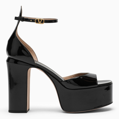 Shop Valentino Tan-go Black Patent Leather Platform Sandals