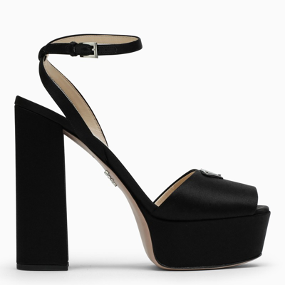 Shop Prada High Sandals With Black Satin Platform