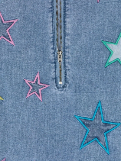 Shop Stella Mccartney Teen Embroidered Star Denim Dress In Blue