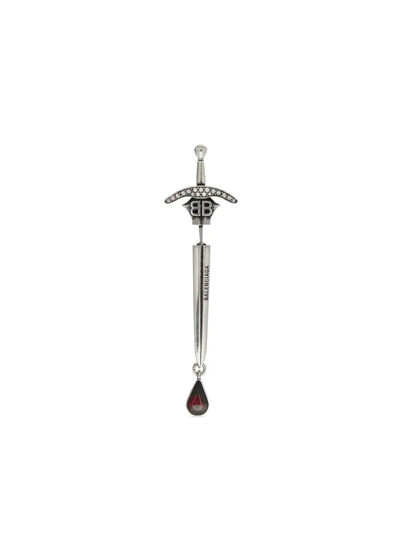Shop Balenciaga Sword-charm Detail Earring In Silver