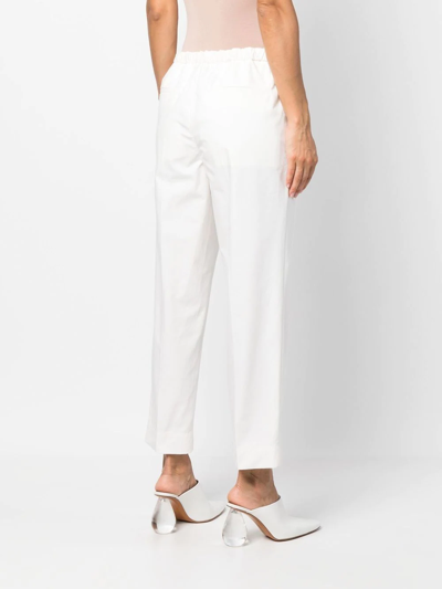 Shop Jil Sander Cropped Cotton Trousers In White