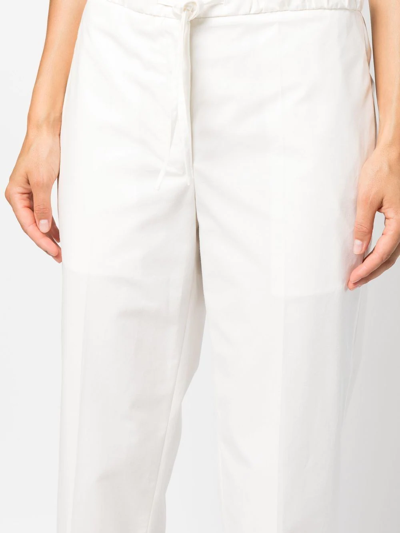 Shop Jil Sander Cropped Cotton Trousers In White
