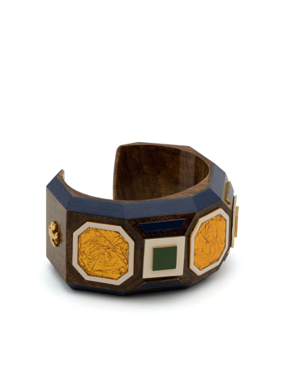 Tory Burch Geo Wood Cuff Bracelet In Brown | ModeSens