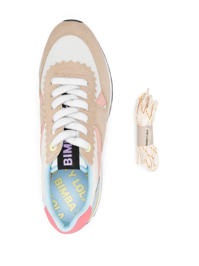 Shop Bimba Y Lola Colour-block Logo-plaque Sneakers In Neutrals