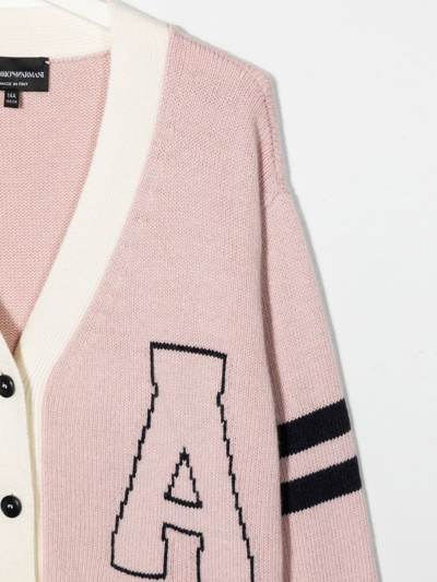 Shop Emporio Armani Teen V-neck Cardigan In Pink