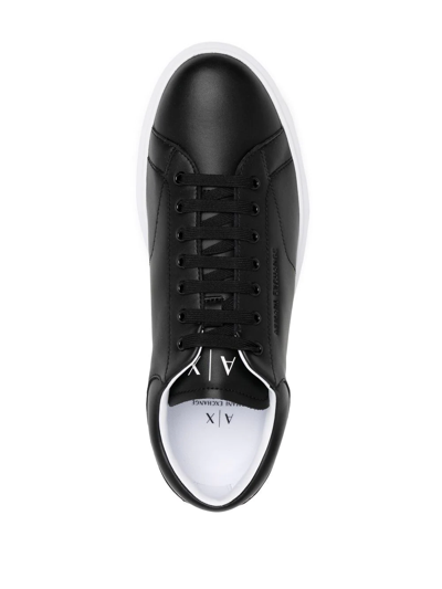 Shop Armani Exchange Leather Low-top Sneakers In Black