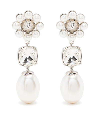 Shop Shrimps Terry Faux Pearl-embellished Earrings In Silver