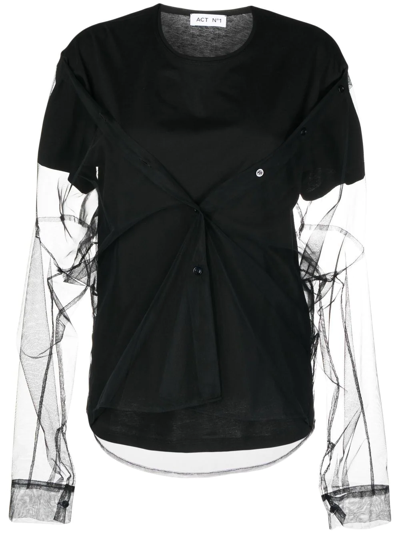 Shop Act N°1 Semi-sheer Oversized Top In Black