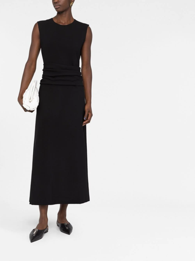 Totême Pleated Knit Maxi Dress In Black
