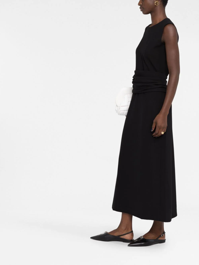 Totême Pleated Knit Maxi Dress In Black