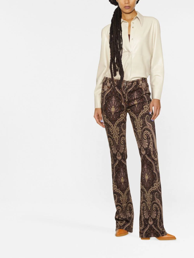 Shop Etro Paisley Flared Jeans In Brown