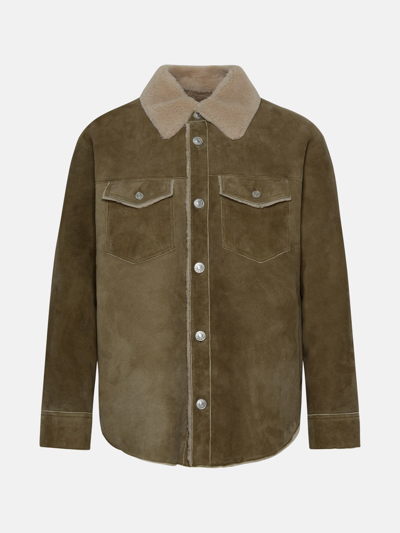 Shop Isabel Marant Khaki Leather Amoryan Jacket In Green
