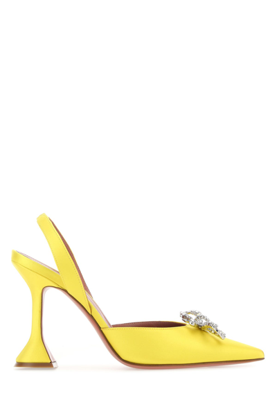 Shop Amina Muaddi Yellow Satin Rosie Pumps  Nd  Donna 40