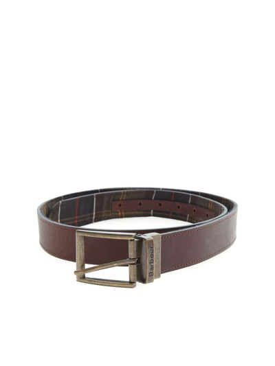 Shop Barbour Mac Check Pattern Buckle Belt In Classic Tartan Brown