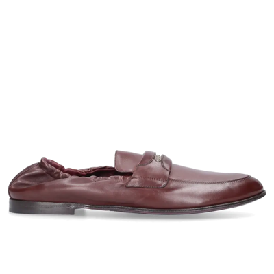 Shop Dolce & Gabbana Ariosto Leather Loafers In Brown