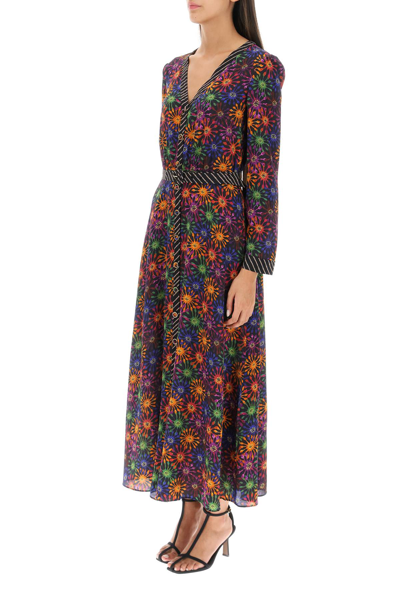 Shop Saloni 'lea' Pure Silk Wrap Dress In Multicolor