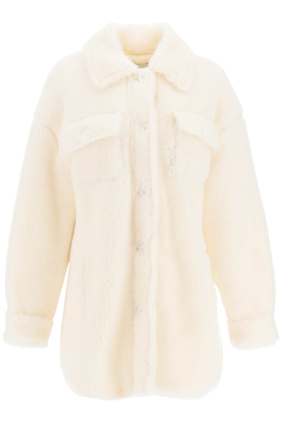 Shop Stand Studio 'sabi' Wool Blend Teddy Jacket In White