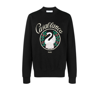 Shop Casablanca Black Emblem De Cygne Sweatshirt